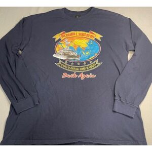 Gildan USS Richard E Kraus DD 849 Navy Blue Long Sleeve Graphic T-Shirt Mens L